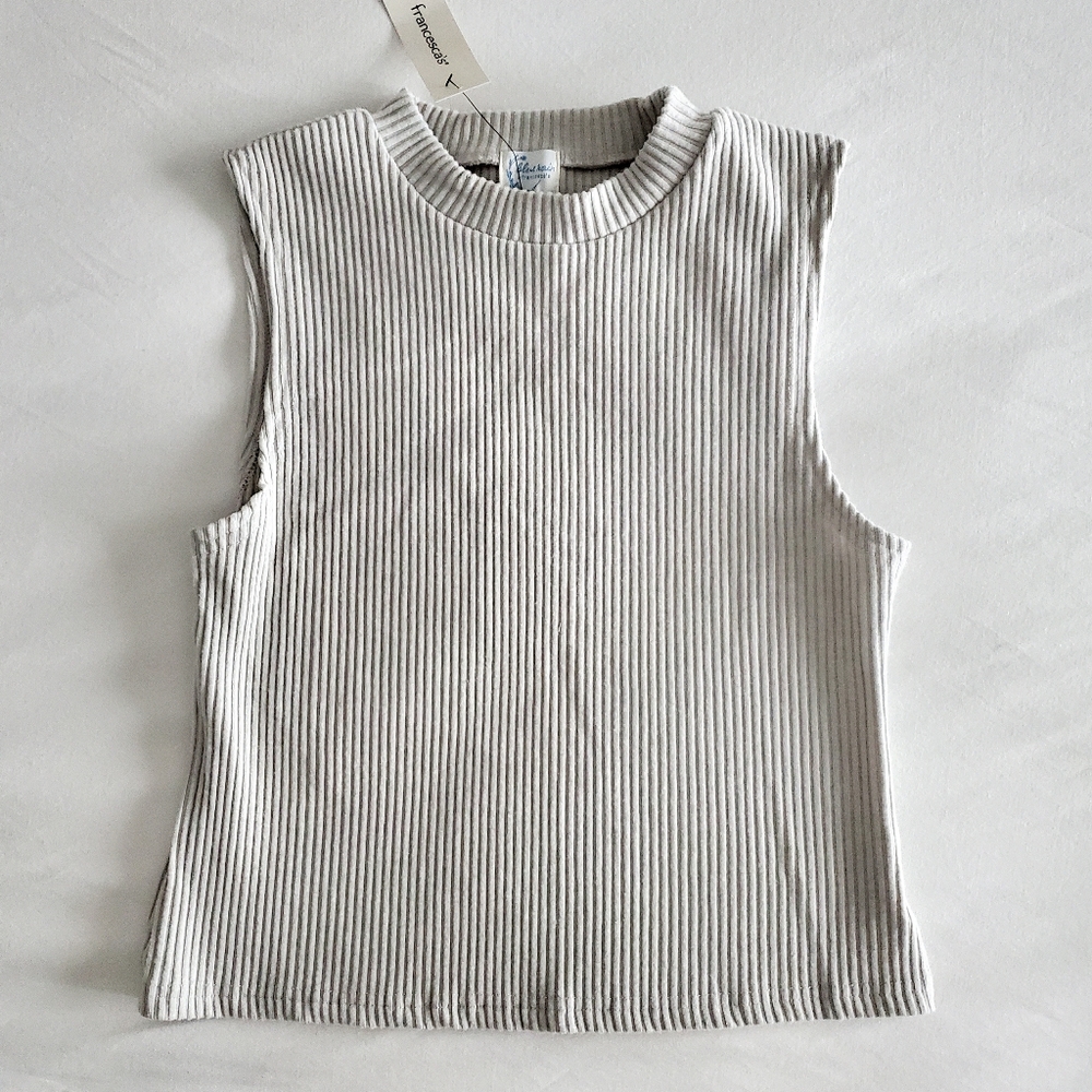 Blue Rain x Francesca's Light Gray Ribbed Top
